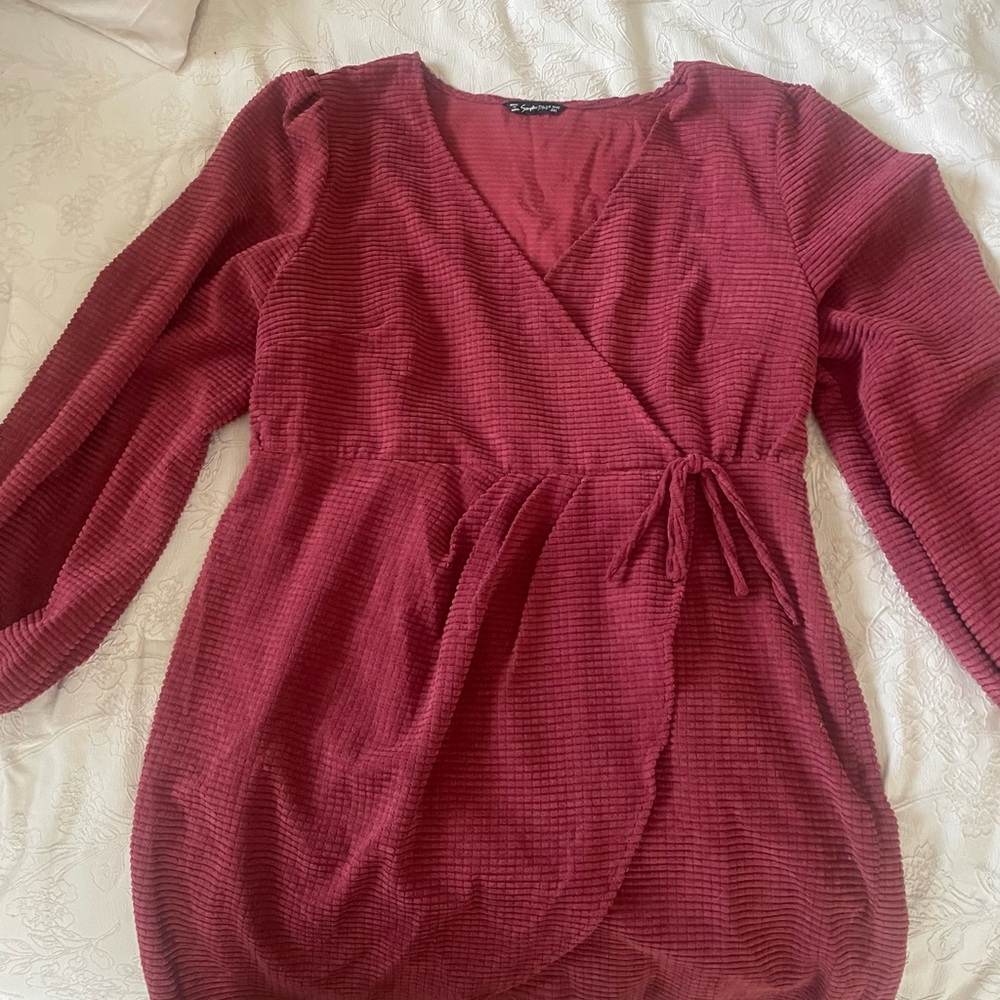 SHEIN Burgundy Wrap Mini Dress